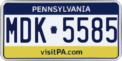 PA license plate MDK5585