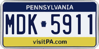 PA license plate MDK5911