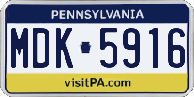 PA license plate MDK5916