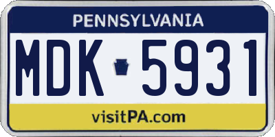 PA license plate MDK5931