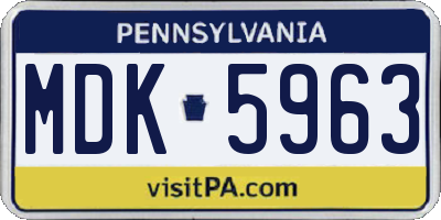 PA license plate MDK5963