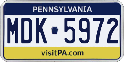 PA license plate MDK5972
