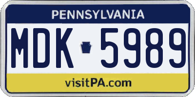 PA license plate MDK5989