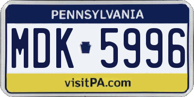 PA license plate MDK5996