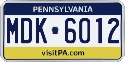 PA license plate MDK6012