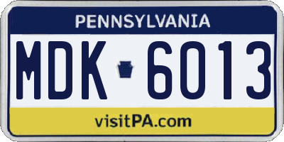 PA license plate MDK6013
