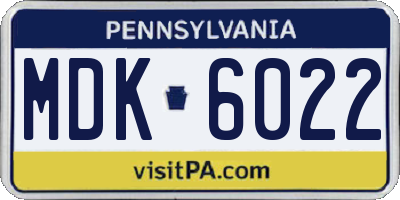 PA license plate MDK6022
