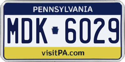 PA license plate MDK6029