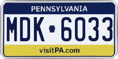 PA license plate MDK6033