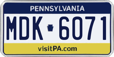 PA license plate MDK6071