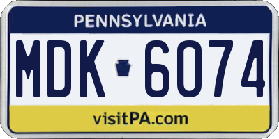 PA license plate MDK6074