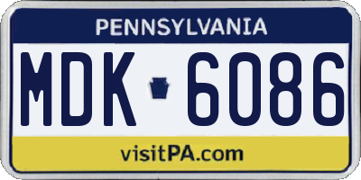 PA license plate MDK6086
