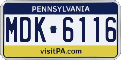 PA license plate MDK6116