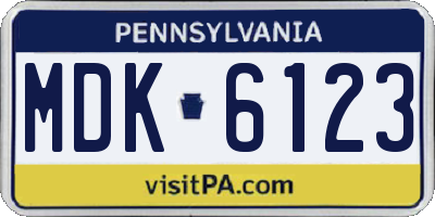 PA license plate MDK6123