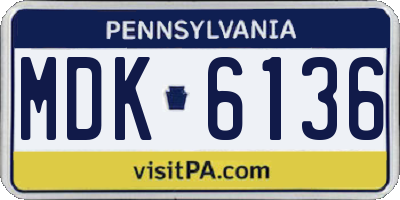 PA license plate MDK6136