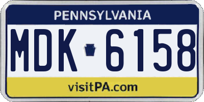 PA license plate MDK6158