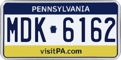 PA license plate MDK6162