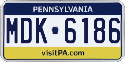 PA license plate MDK6186