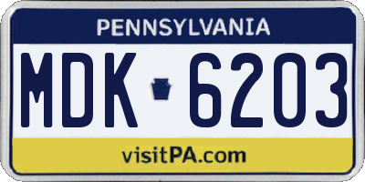 PA license plate MDK6203