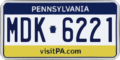 PA license plate MDK6221
