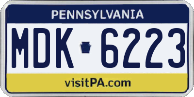 PA license plate MDK6223