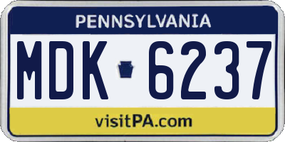 PA license plate MDK6237