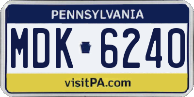 PA license plate MDK6240
