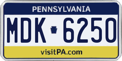 PA license plate MDK6250