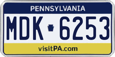 PA license plate MDK6253