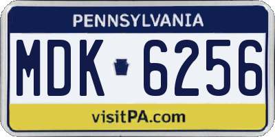 PA license plate MDK6256