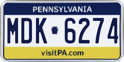 PA license plate MDK6274