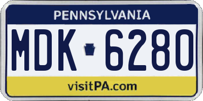 PA license plate MDK6280