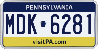 PA license plate MDK6281