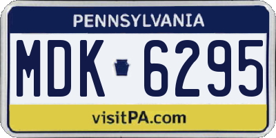 PA license plate MDK6295