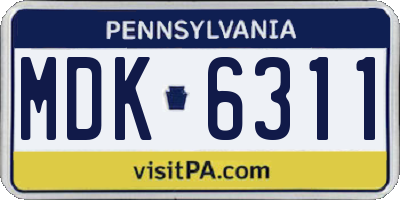 PA license plate MDK6311