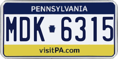 PA license plate MDK6315