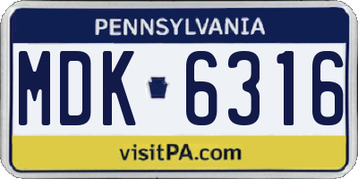 PA license plate MDK6316