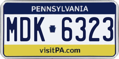 PA license plate MDK6323