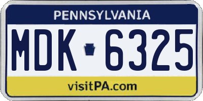 PA license plate MDK6325