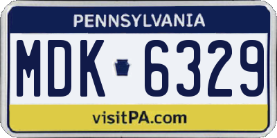 PA license plate MDK6329