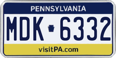 PA license plate MDK6332