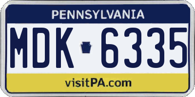 PA license plate MDK6335