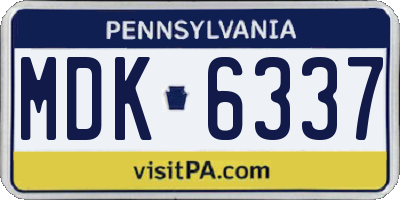 PA license plate MDK6337