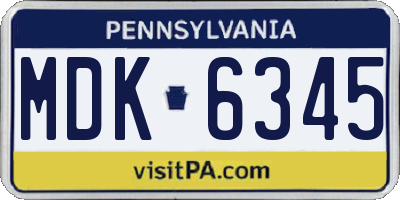 PA license plate MDK6345