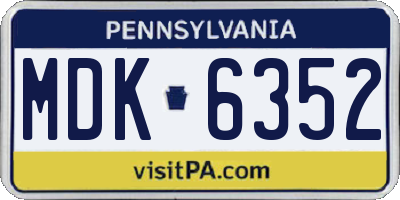 PA license plate MDK6352