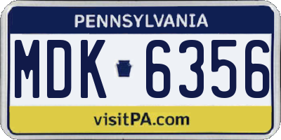PA license plate MDK6356