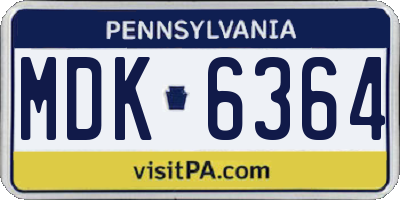 PA license plate MDK6364