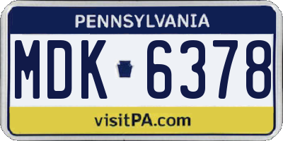 PA license plate MDK6378