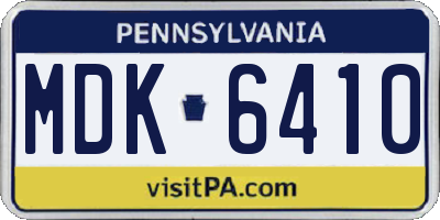 PA license plate MDK6410