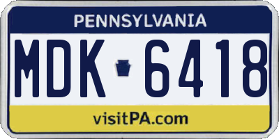 PA license plate MDK6418